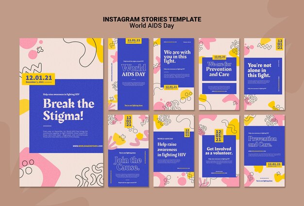 Raccolta di modelli di storie di instagram per la giornata mondiale dell'aids