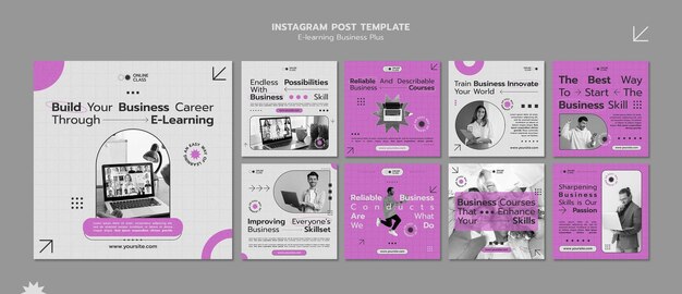Raccolta di post di instagram dell'azienda di competenze di e-learning aziendale