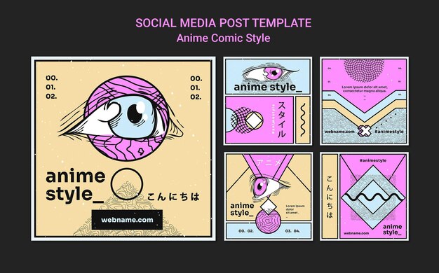 Raccolta di post di Instagram in stile fumetto anime