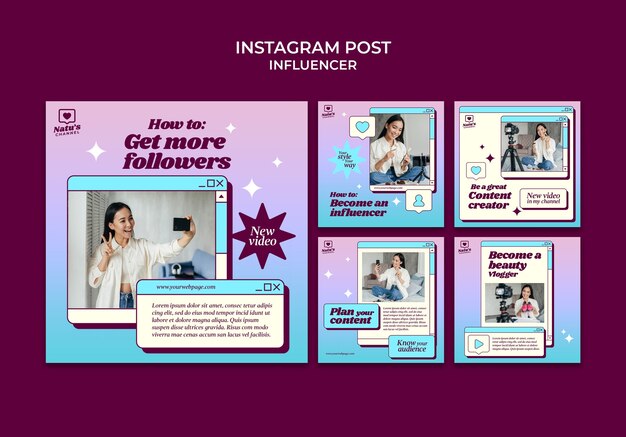 Raccolta di post di Instagram per influencer sui social media