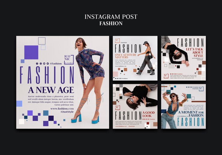 PSD gratuito raccolta di post di instagram per negozio di moda