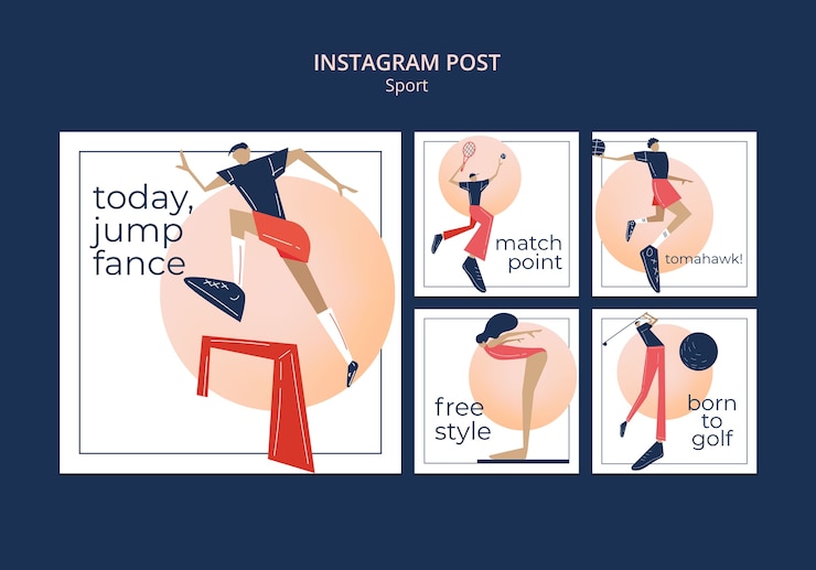 PSD gratuito raccolta di post su instagram di sport e atletismo