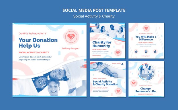 Raccolta di post su Instagram per attività sociali e beneficenza