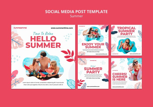 Raccolta di post su Instagram per il divertimento estivo in piscina