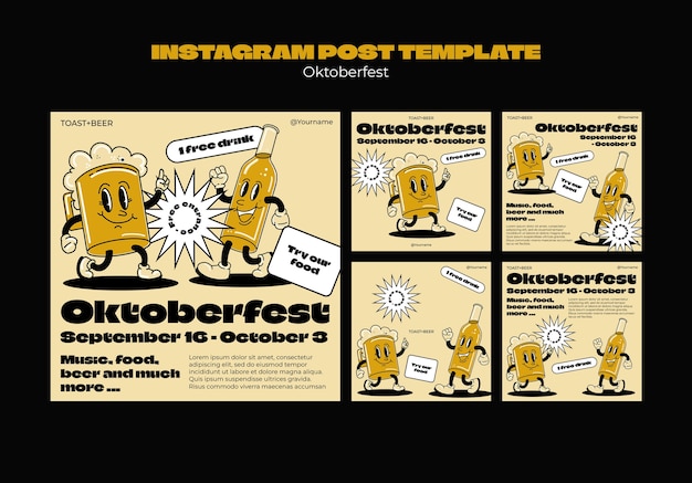 Raccolta di post su Instagram per la celebrazione del festival della birra dell'oktoberfest