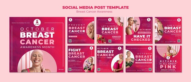 Raccolta di post su Instagram per la consapevolezza del cancro al seno rosa