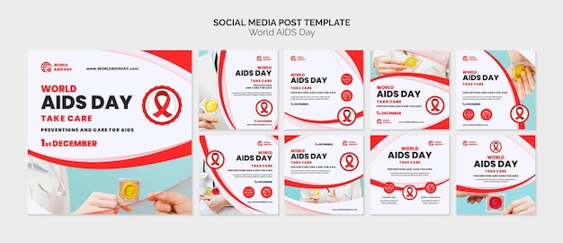 Raccolta di post su instagram per la consapevolezza della giornata contro l'AIDS