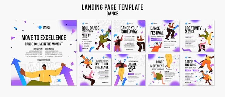 PSD gratuito raccolta di post su instagram per lezioni di studio di danza
