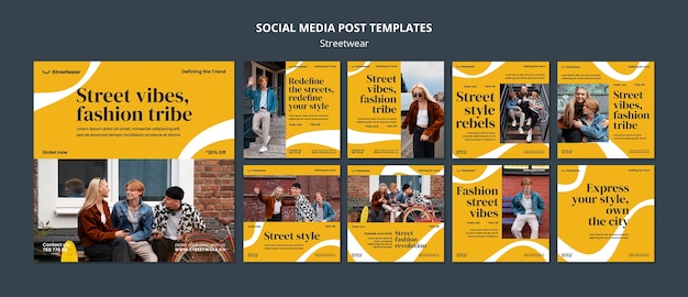 Raccolta di post su Instagram per lo shopping di moda streetwear