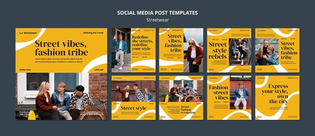 Raccolta di post su Instagram per lo shopping di moda streetwear