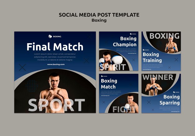 Raccolta di post su Instagram per lo sport di boxe con pugile maschio