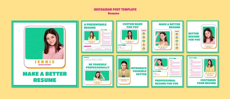 PSD gratuito raccolta di post su instagram per riprendere il lavoro