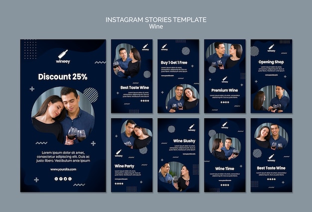 Raccolta di storie di Instagram con coppia per azienda vinicola