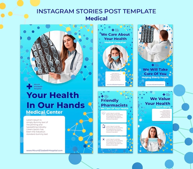Raccolta di storie di instagram del centro medico