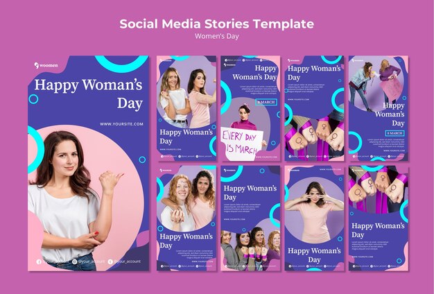 Raccolta di storie di instagram di giorno delle donne variopinte