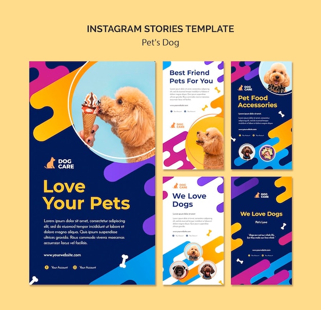 Raccolta di storie di Instagram per attività di negozio di animali