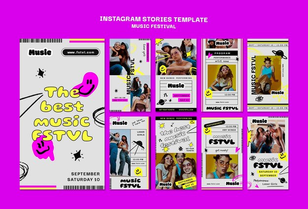 Raccolta di storie di Instagram per festival musicali