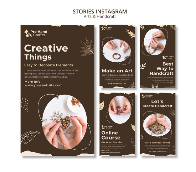 Raccolta di storie di Instagram per l'arte e l'artigianato