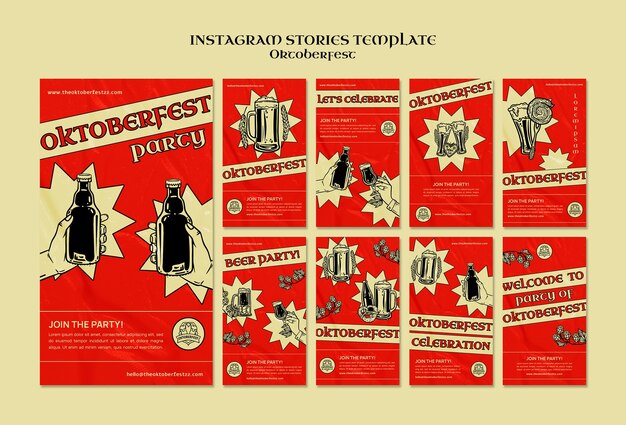 Raccolta di storie di instagram per la celebrazione dell'Oktoberfest