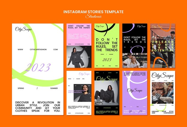 Raccolta di storie di Instagram per lo shopping di moda streetwear