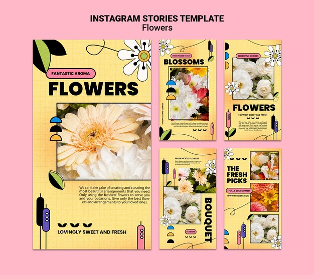 Raccolta di storie su Instagram per il negozio di fiori