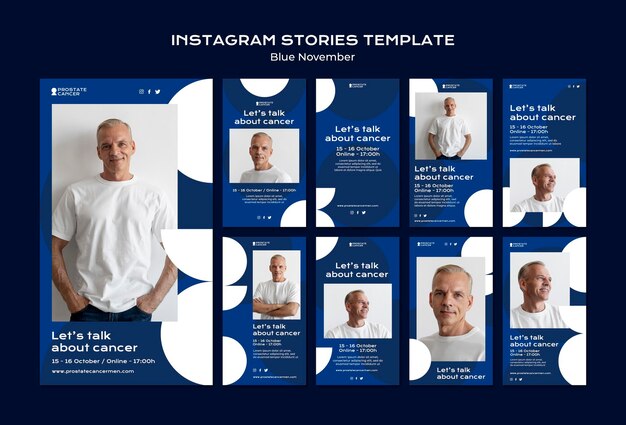 Raccolta di storie sui social media sulla consapevolezza del cancro alla prostata