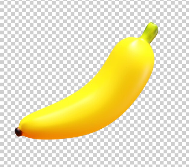 Un racimo de plátano amarillo maduro en una ilustración 3D al estilo de dibujos animados