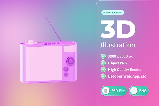 Gratis PSD radio elektronisch apparaat 3d illustratie