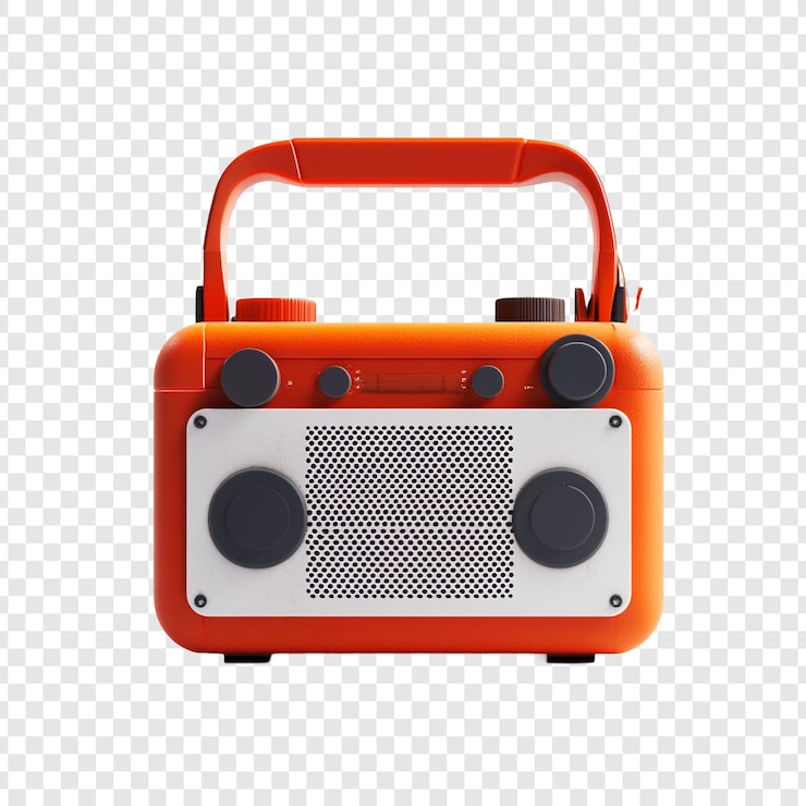 PSD gratuito radio portatile retro arancione un'esplosione dal passato