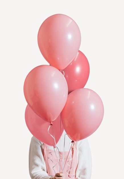 Ragazza coperta di ballons