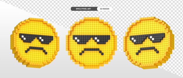 Rage emoji pixel art 3d render con fondo transparente