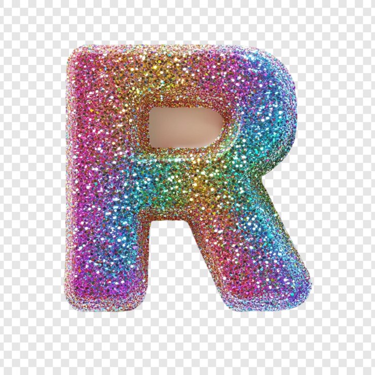 PSD gratuito rainbow glitter letter r un alfabeto scintillante