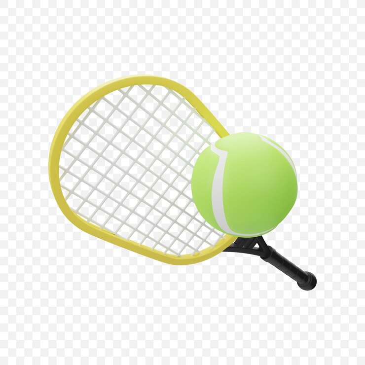 PSD Gratis raket tenis dan ikon peralatan olahraga bola ilustrasi render 3d terisolasi