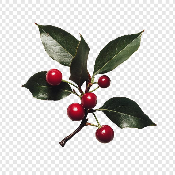 PSD gratuito una rama de cereza vibrante un primer plano de cerezas maduras y hojas verdes exuberantes