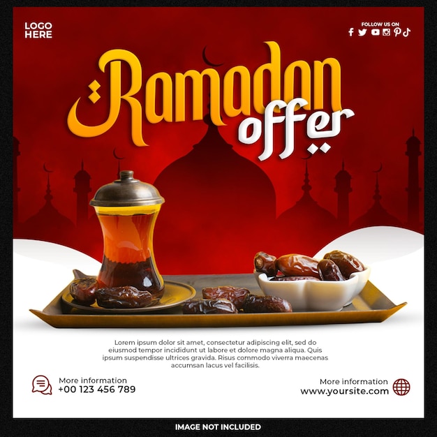 Gratis PSD ramadan iftar biedt instagram-sjabloon voor sociale media
