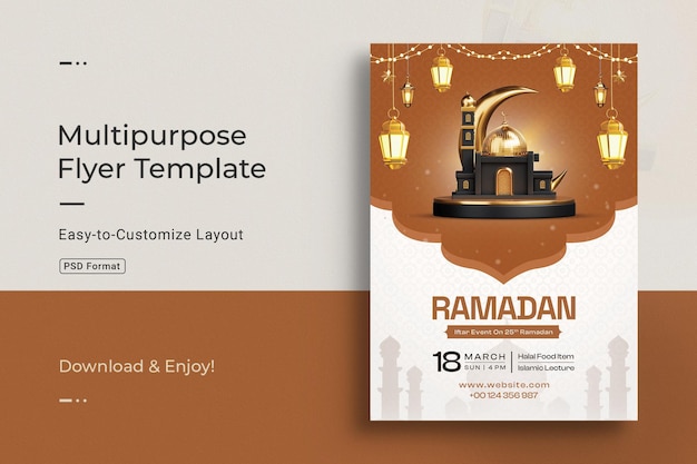 Gratis PSD ramadan iftar event invitation flyer design template (sjabloon voor het ontwerpen van een uitnodiging voor een iftar-evenement)