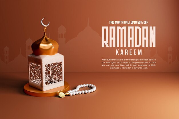Ramadan kareem 3d ontwerpsjabloon voor sociale media-banner