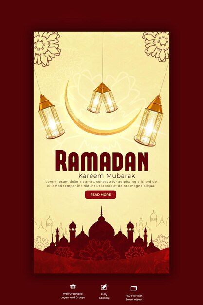 Ramadan Kareem festival islámico tradicional historia religiosa de Instagram y Facebook