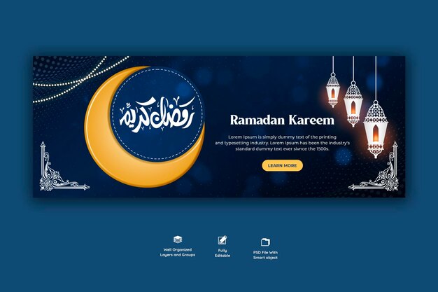 Ramadán kareem festival islámico tradicional portada religiosa de Facebook