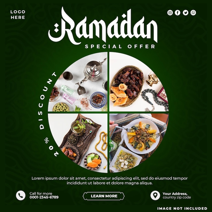PSD gratuito ramadan kareem menu post modello di progettazione per i social media