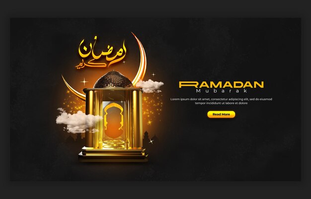 Ramadan Kareem Mubarak Festival Islámico Banner web religioso y plantilla de fondo