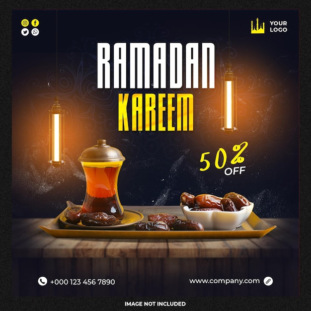 Gratis PSD ramadan kareem social media post-sjabloonontwerp