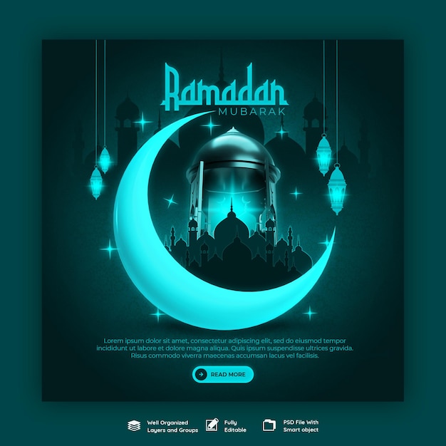 Gratis PSD ramadan kareem traditioneel islamitisch festival religieuze sociale media banner of instagram post-sjabloon