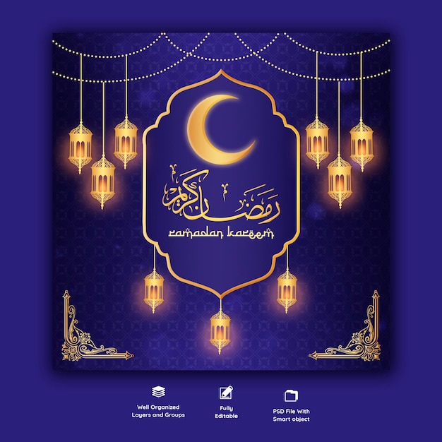 Gratis PSD ramadan kareem traditionele islamitische festival religieuze sociale media banner