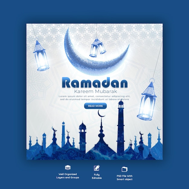 Gratis PSD ramadan kareem traditionele islamitische festival religieuze sociale media banner