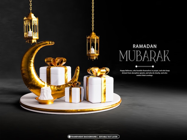 Gratis PSD ramadan mubarak 3d banner design template