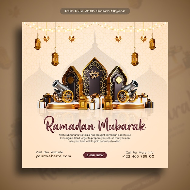 PSD gratuito ramadán mubarak festival islámico plantilla de publicaciones en las redes sociales.