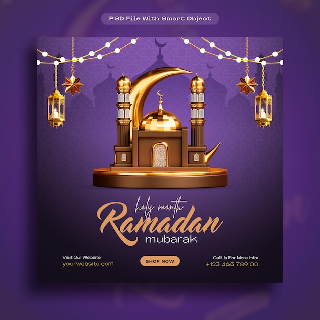 PSD gratuito ramadán mubarak plantilla de diseño de publicaciones en las redes sociales.