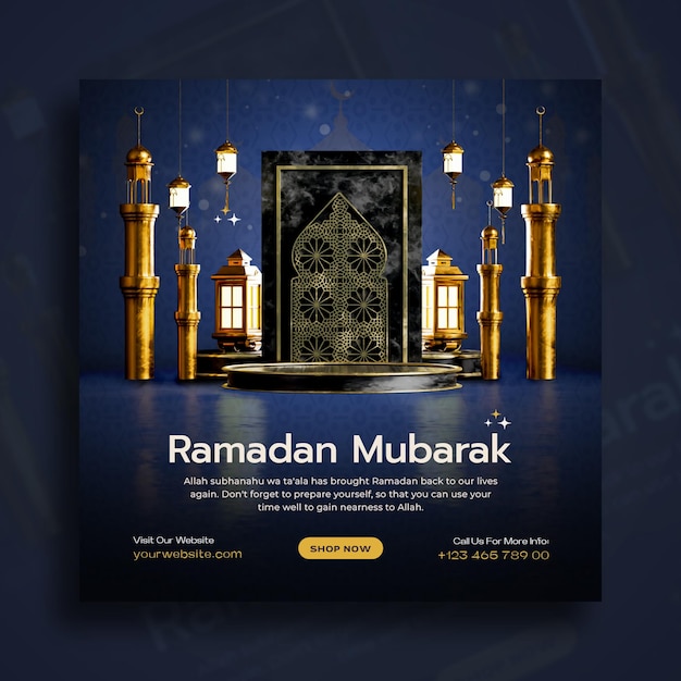 Gratis PSD ramadan mubarak sociale media post ontwerpsjabloon