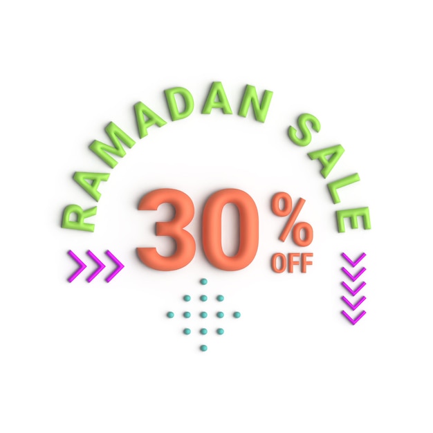 Gratis PSD ramadan tot 30 korting op 3d-banner